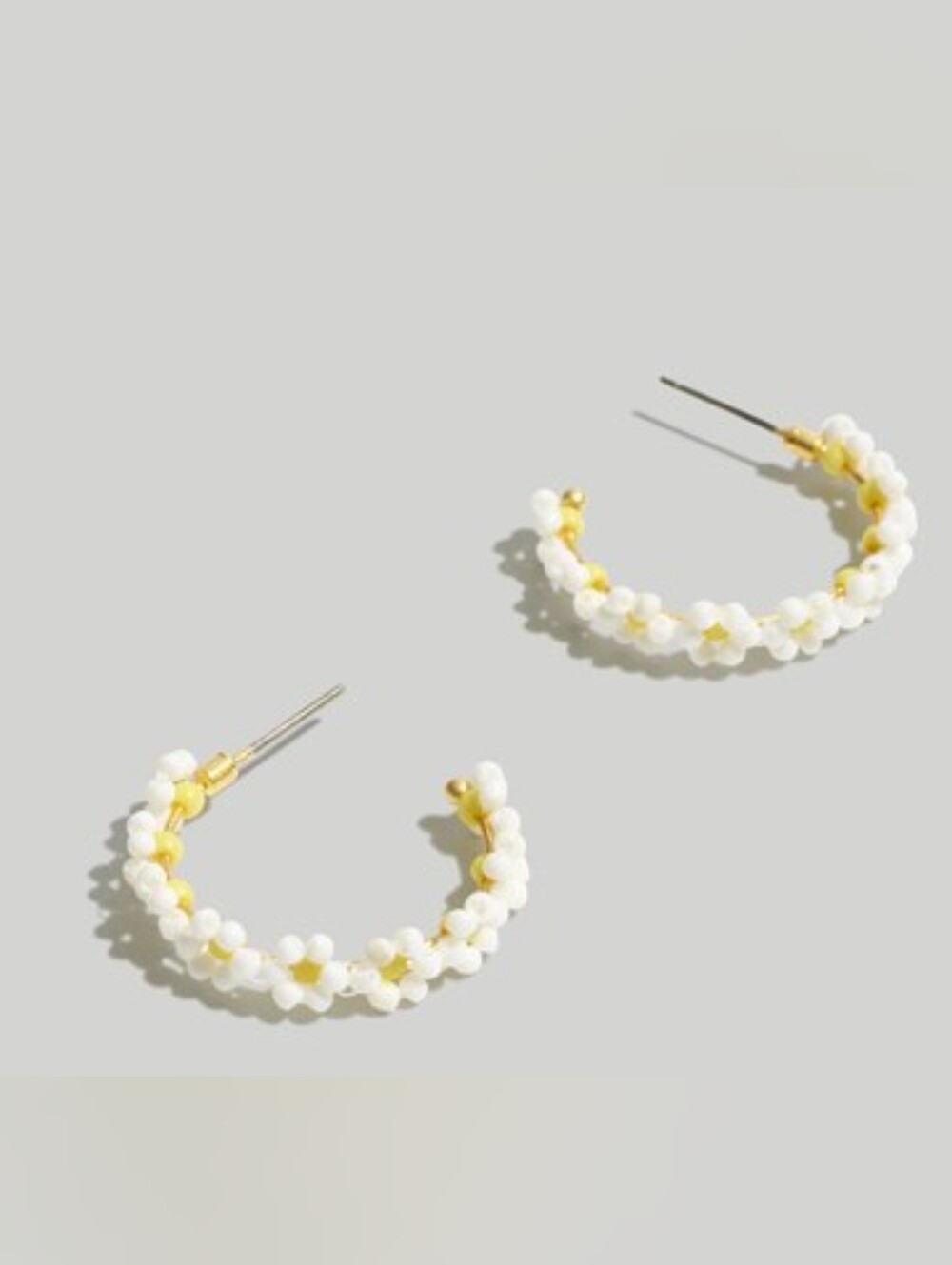 Madewell Seed Bead Daisy Hoop Earrings